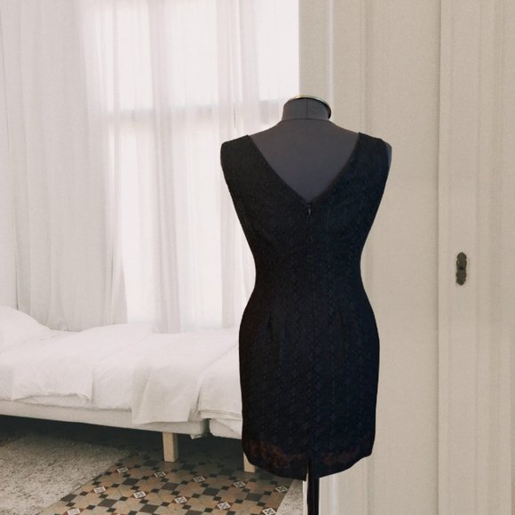 1980s Jacob Black Cocktail Lace Dress, Size 4 - Picture 9 of 11